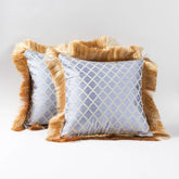 Jacquard Cushion Cover, Grey & Golden, 12x12 ,Set of 2 - Eyaas